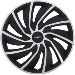 Lot de 4 enjoliveurs Bi-couleur gris & noir 16 pouces - WRC - TURBO -