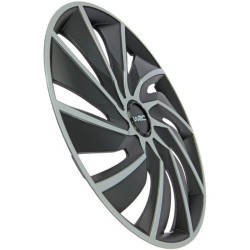 Lot de 4 enjoliveurs Bi-couleur gris & noir 16 pouces - WRC - TURBO -