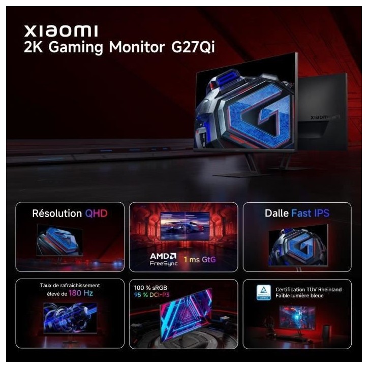 Ecran PC Gamer - XIAOMI - 2K G27Qi - 27 - 2K QHD - Dalle Fast IPS - 180Hz - 1ms