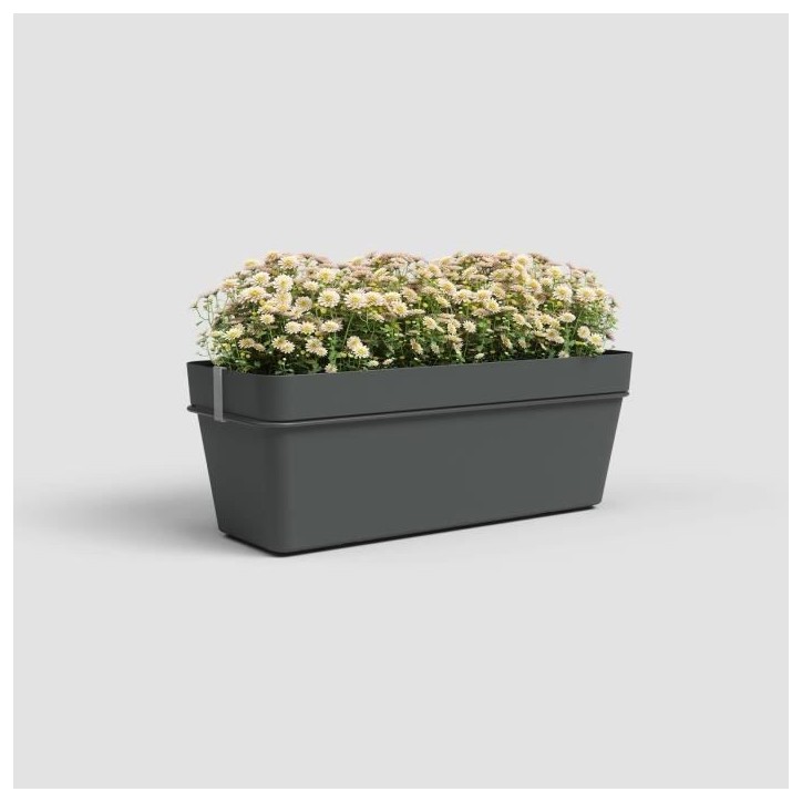 ARTEVASI Kit balcon Jardiniere CAPRI RE 50cm anthracite - 50,2 x 28,5 x h20 cm - 1,45L ARTEVASI Kit balcon Jardiniere CAPRI RE 50cm anthracite - 50,2 x 28,5 x h20 cm - 1,45L