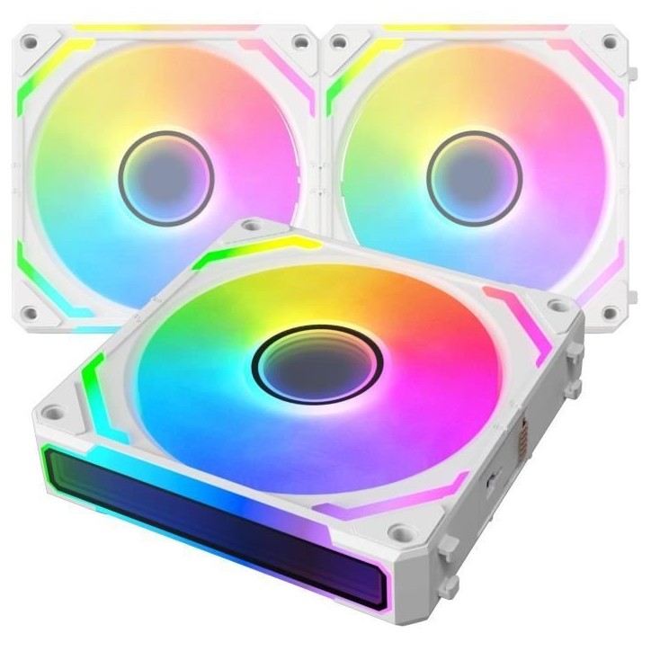 XIGMATEK - Starlink Ultra Arctic (Blanc) - Pack 3 Ventilateurs PC - 3x120mm ARGB - 800-2000 RPM - 29,2 dBA - 68,5 CFM - Hub incl XIGMATEK - Starlink Ultra Arctic (Blanc) - Pack 3 Ventilateurs PC - 3x120mm ARGB - 800-2000 RPM - 29,2 dBA - 68,5 CFM - Hub incl