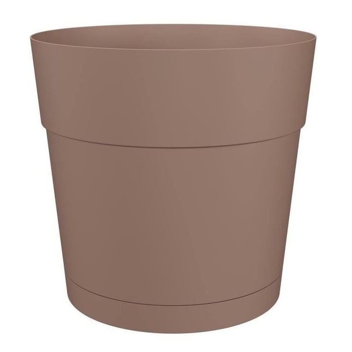 ARTEVASI Pot de fleurs rond CAPRI LARGE - Plastique - Réservoir d'eau - diametre 30 cm - Taupe - L 29,5 X P 29,5 H 28,2 cm
