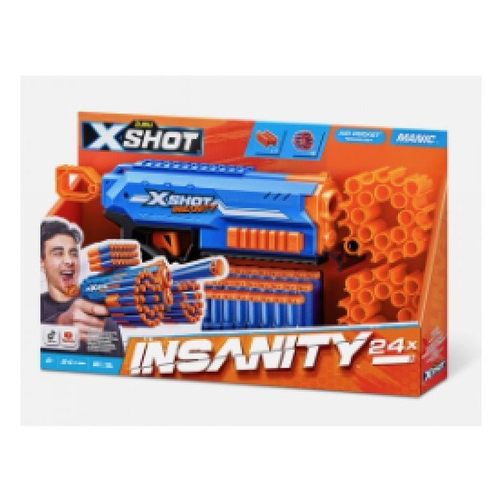 Lanceur de fléchettes - ZURU - X-SHOT Manic - Capacité 47 fléchettes - Portée 30 m - Compact et puissant Lanceur de fléchettes - ZURU - X-SHOT Manic - Capacité 47 fléchettes - Portée 30 m - Compact et puissant