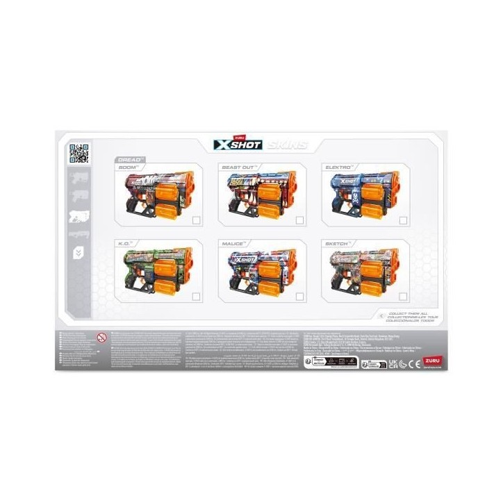 Lanceur de fléchettes - ZURU - X-SHOT Dread - Canons rotatifs doubles - 7 designs - Portée 27 m Lanceur de fléchettes - ZURU - X-SHOT Dread - Canons rotatifs doubles - 7 designs - Portée 27 m
