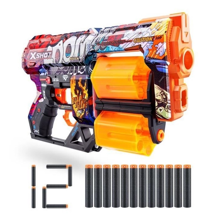 Lanceur de fléchettes - ZURU - X-SHOT Dread - Canons rotatifs doubles - 7 designs - Portée 27 m Lanceur de fléchettes - ZURU - X-SHOT Dread - Canons rotatifs doubles - 7 designs - Portée 27 m