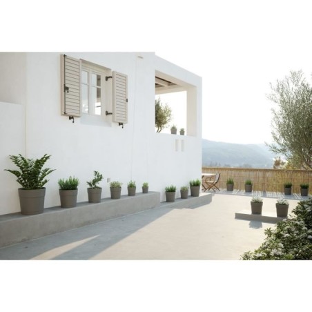 ARTEVASI Pot de fleurs rond CAPRI LARGE - Plastique - Réservoir d'eau - diametre 40 cm - Anthracite - 39,1 x 39,1 x 37 cm