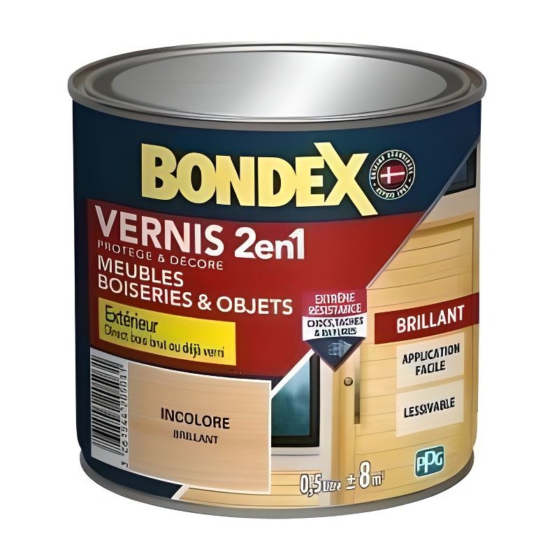 BONDEX Vernis 2 en 1 Brillant Résistance Extreme - Incolore BONDEX Vernis 2 en 1 Brillant Résistance Extreme - Incolore