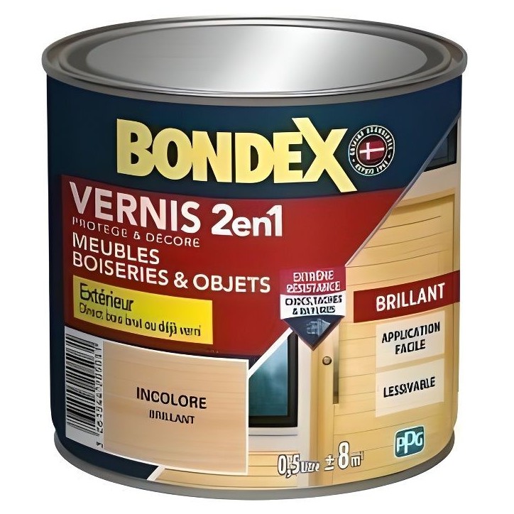 BONDEX Vernis 2 en 1 Brillant Résistance Extreme - Incolore BONDEX Vernis 2 en 1 Brillant Résistance Extreme - Incolore