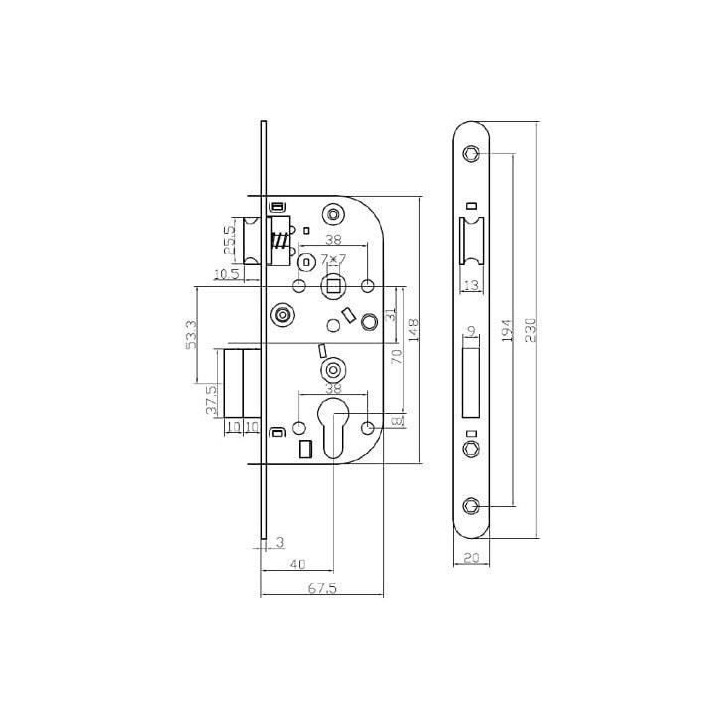 Serrure a encastrer trou de cylindre - YALE - Y60R-A40/N - Axe 40mm - Coffre 148mm - Porte d'entrée, locaux sensibles - Noir Serrure a encastrer trou de cylindre - YALE - Y60R-A40/N - Axe 40mm - Coffre 148mm - Porte d'entrée, locaux sensibles - Noir