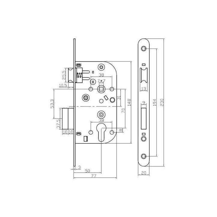 Serrure a encastrer trou de cylindre - YALE - Y60R-A50/N - Axe 50mm, coffre 148mm - Porte d'entrée, service, locaux sensibles - Serrure a encastrer trou de cylindre - YALE - Y60R-A50/N - Axe 50mm, coffre 148mm - Porte d'entrée, service, locaux sensibles -