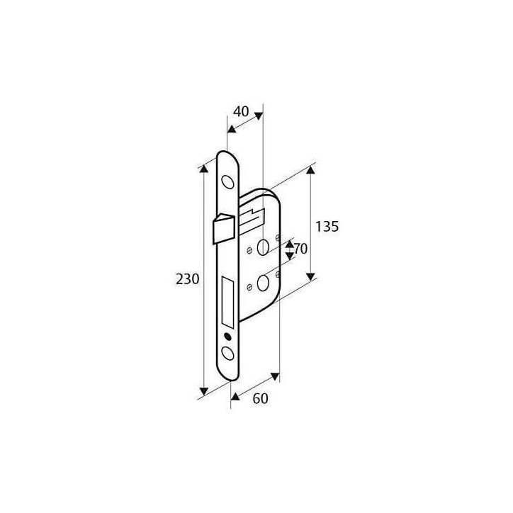 Serrure a encastrer a condamnation - YALE - Y73R-A40/B/SC - Axe 40 mm, coffre 135 mm - Certifié NF Niveau 2 - Blanc, Gâche inc