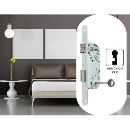 Serrure a encastrer a clé - YALE - Y75R-A40/B/SC - Axe 40 mm, coffre 135 mm - Certifié NF Niveau 2 - Blanc, Gâche et Clé inc