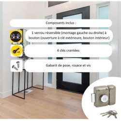 Verrou a bouton YALE - Cylindre 5 goupilles Ø 23 L 45 mm - YV25 - 282
