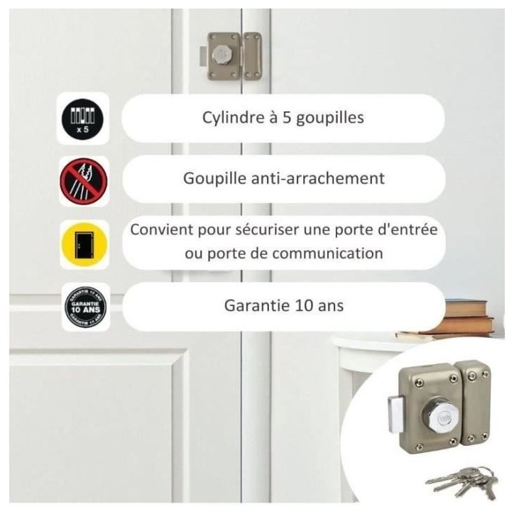 Verrou a bouton YALE - Cylindre 5 goupilles Ø 23 L 45 mm - YV25 - 28211000 Verrou a bouton YALE - Cylindre 5 goupilles Ø 23 L 45 mm - YV25 - 28211000