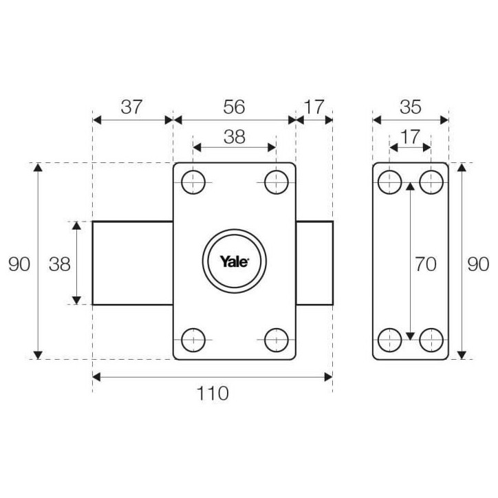 Verrou a bouton YALE - Cylindre 5 goupilles Ø 23 L 45 mm - YV25 - 28211000 Verrou a bouton YALE - Cylindre 5 goupilles Ø 23 L 45 mm - YV25 - 28211000