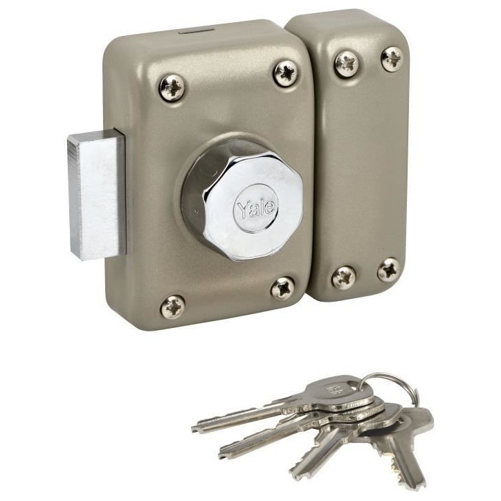 Verrou YALE YV25BT-50 - Bouton et cylindre 5 goupilles diametre 23 mm - 4 clés - beige Verrou YALE YV25BT-50 - Bouton et cylindre 5 goupilles diametre 23 mm - 4 clés - beige