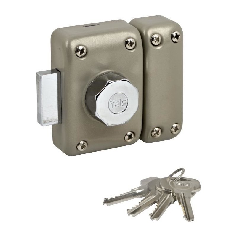 Verrou cylindre double YALE YV25DE-45 - 5 goupilles - 4 clés - beige Verrou cylindre double YALE YV25DE-45 - 5 goupilles - 4 clés - beige