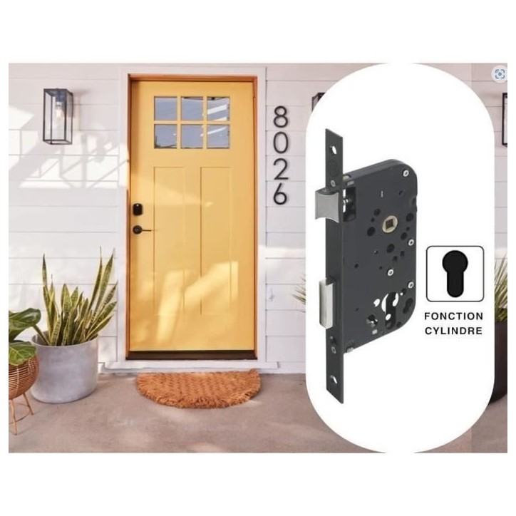 Serrure a encastrer trou de cylindre - YALE - Y60K-A50/N - Axe 50mm, coffre 148mm - Porte d'entrée, service, locaux sensibles -