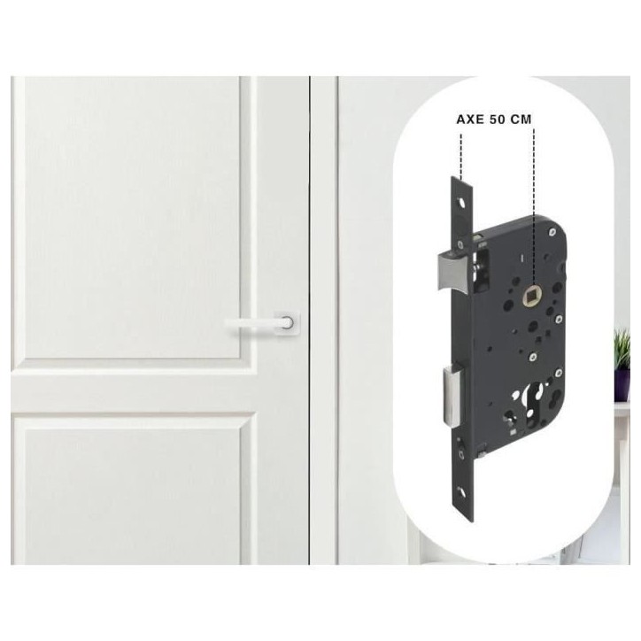 Serrure a encastrer trou de cylindre - YALE - Y60K-A50/N - Axe 50mm, coffre 148mm - Porte d'entrée, service, locaux sensibles -