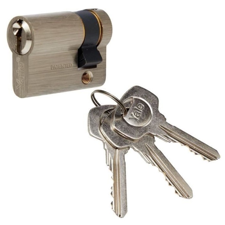 Demi-Cylindre de Serrure - YALE - YC500+ - 30x10 mm - 5 Goupilles - 3 Clés - Nickelé