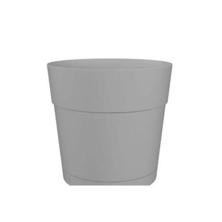 ARTEVASI Pot de fleurs rond CAPRI LARGE - Plastique - Réservoir d'eau - diametre 40 cm - Gris clair - 39,1 x 39,1 x 37 cm