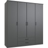 Armoire - Décor Graphite - 4 portes battantes - 2 tiroirs - L180 x P5