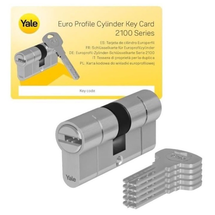 Cylindre haute sécurité YALE Série 2100 - débrayable 40x50 mm - 10 goupilles - 5 clés réversibles