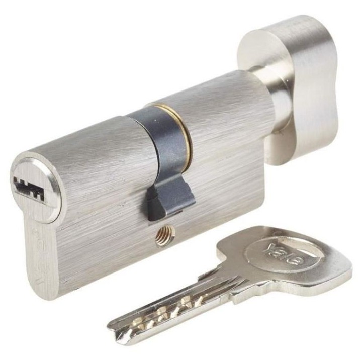 Cylindre de Serrure a Bouton - YALE - YC1000+ - 30x30 mm - 6 Goupilles - Ouverture a Bouton Intérieur - 4 Clés réversibles -