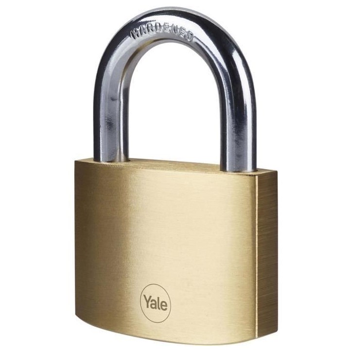 Cadenas laiton - YALE - Y110B/60/132/1 - 60 mm - Anse acier cémenté - 3 clés - Pour trappes d'acces, chaînes, échelles, por Cadenas laiton - YALE - Y110B/60/132/1 - 60 mm - Anse acier cémenté - 3 clés - Pour trappes d'acces, chaînes, échelles, por