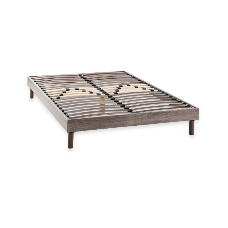 DEKO DREAM Sommier en kit 140x190 - Décor chene et gris DEKO DREAM Sommier en kit 140x190 - Décor chene et gris