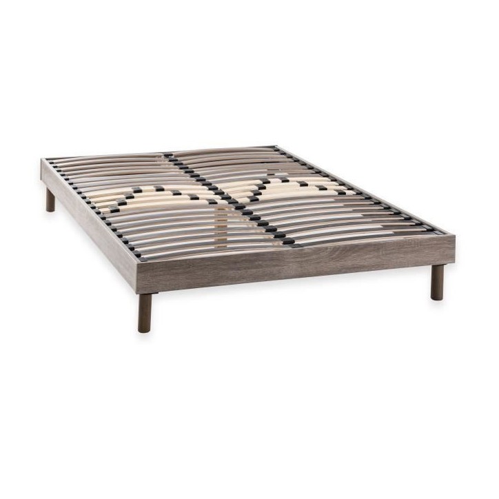 DEKO DREAM Sommier en kit 140x190 - Décor chene et gris DEKO DREAM Sommier en kit 140x190 - Décor chene et gris