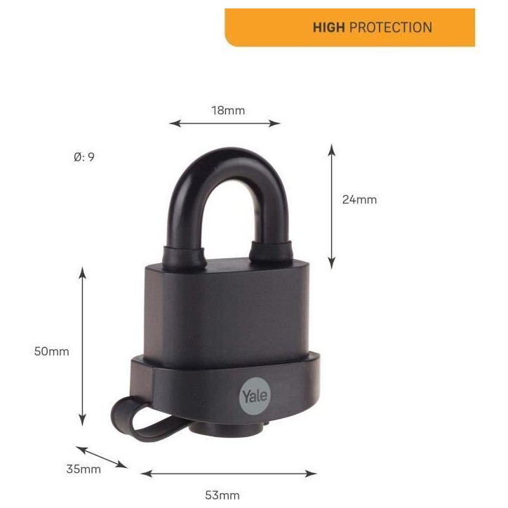 Cadenas étanche YALE - 51 mm - 3 clés - 24314000 Cadenas étanche YALE - 51 mm - 3 clés - 24314000