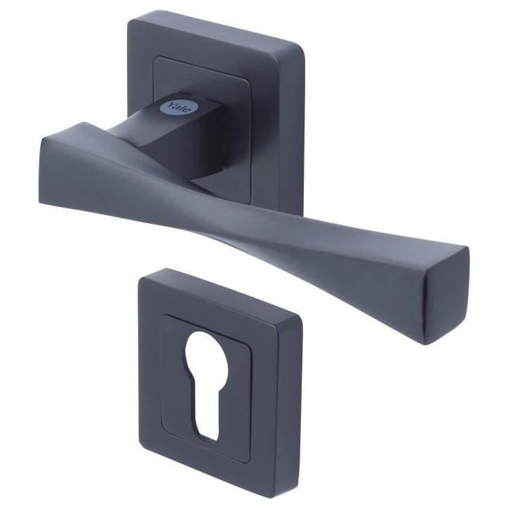 YALE - YPP7-V-PE Poignée de porte carrée de 7 noir YALE - Modele Verona - passage de cylindre euro YALE - YPP7-V-PE Poignée de porte carrée de 7 noir YALE - Modele Verona - passage de cylindre euro