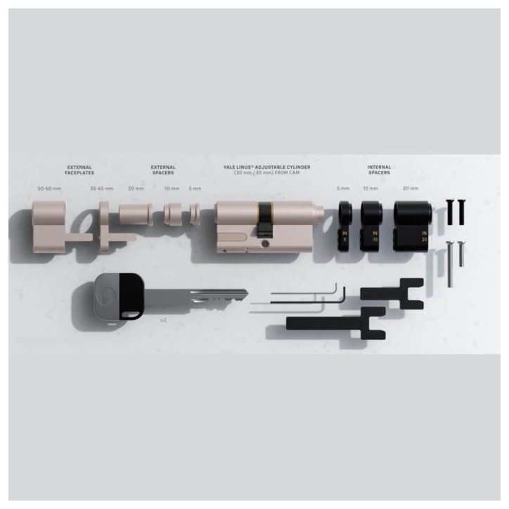 Cylindre Ajustable Linus - YALE - 05/501000/SN - Tous types de porte compatible avec la serrure connectée Linus Cylindre Ajustable Linus - YALE - 05/501000/SN - Tous types de porte compatible avec la serrure connectée Linus