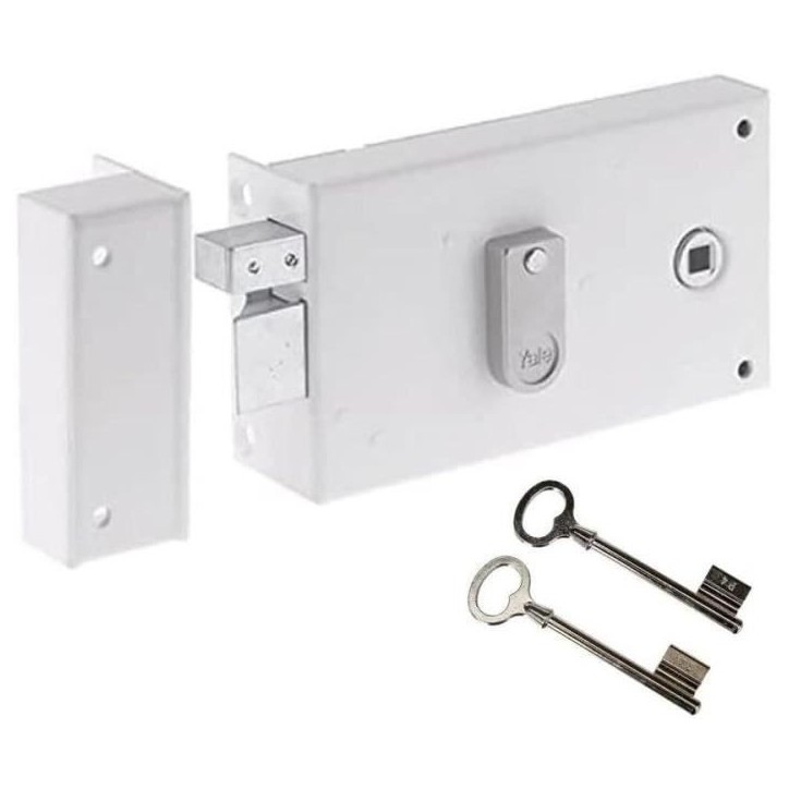 Serrure en applique horizontale a fouillot - YALE - YAH37G - Blanc - 2 Clés fournies - Version Gauche - Grille et Portail Serrure en applique horizontale a fouillot - YALE - YAH37G - Blanc - 2 Clés fournies - Version Gauche - Grille et Portail