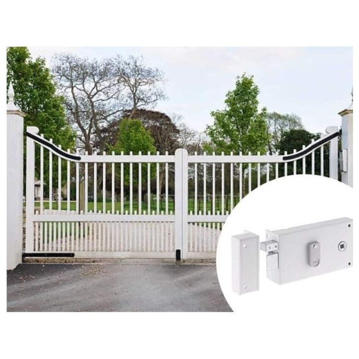 Serrure en applique horizontale a fouillot - YALE - YAH37G - Blanc - 2 Clés fournies - Version Gauche - Grille et Portail Serrure en applique horizontale a fouillot - YALE - YAH37G - Blanc - 2 Clés fournies - Version Gauche - Grille et Portail