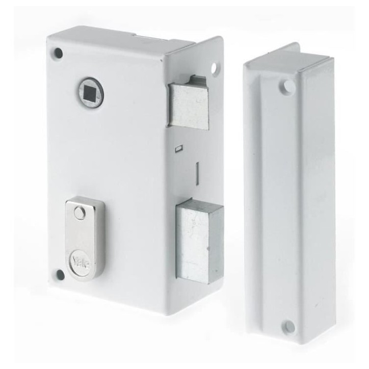 Serrure en applique verticale a fouillot Droite - YALE - YAV37D - Blanc - 2 Clés fournies - Grille et Portail