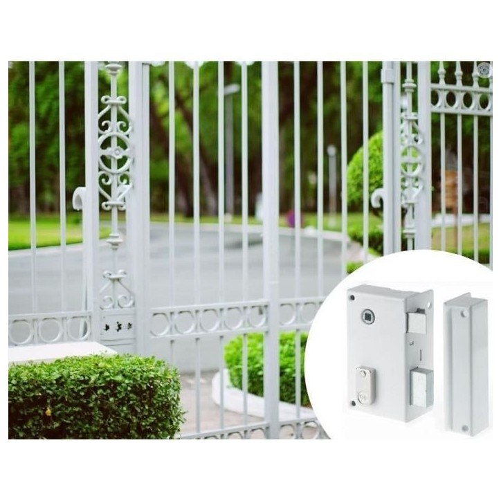 Serrure en applique verticale a fouillot Droite - YALE - YAV37D - Blanc - 2 Clés fournies - Grille et Portail