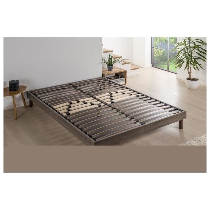 DEKO DREAM Sommier en kit 140x190 - Décor chene et gris DEKO DREAM Sommier en kit 140x190 - Décor chene et gris