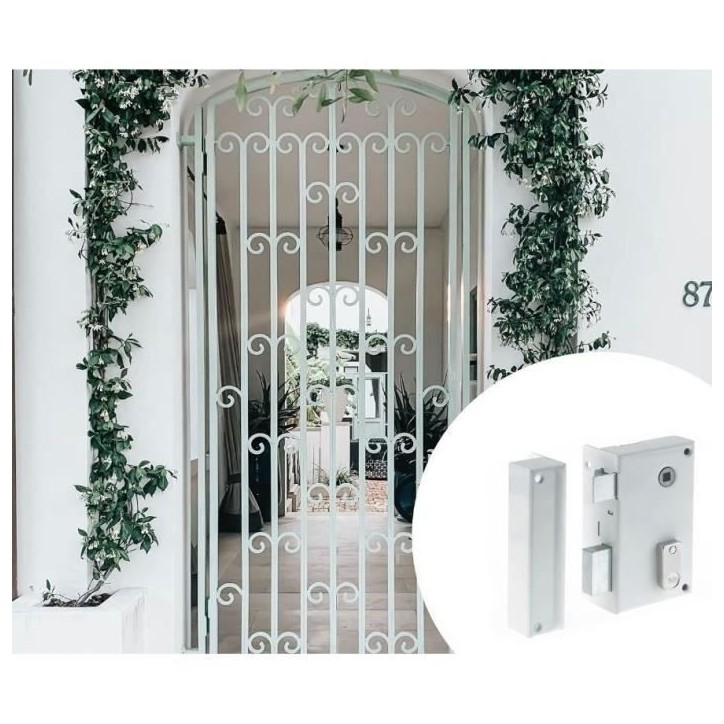 Serrure - YALE - YAV37G - Applique verticale a fouillot Gauche - Blanc - 2 Clés fournies - Grille et Portail Serrure - YALE - YAV37G - Applique verticale a fouillot Gauche - Blanc - 2 Clés fournies - Grille et Portail