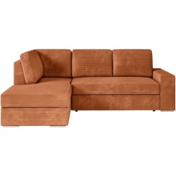 Canapé d'angle gauche 3 places convertible ADEN avec coffre en velour