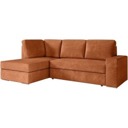 Canapé d'angle gauche 3 places convertible ADEN avec coffre en velour