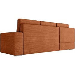 Canapé d'angle gauche 3 places convertible ADEN avec coffre en velour