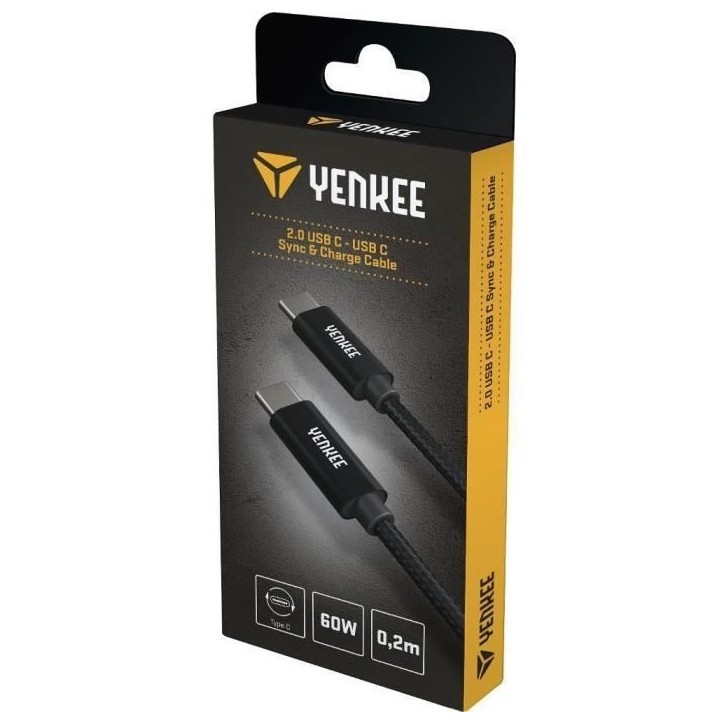 Câble USB-C 0,2 m - YENKEE - YCU C02 BK