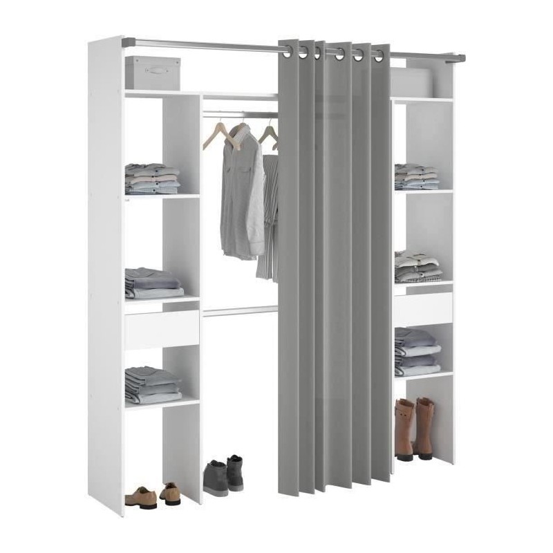 Kit dressing ARTIC EKIPA - Décor mélaminé blanc - 2 penderies + 2 t Kit dressing ARTIC EKIPA - Décor mélaminé blanc - 2 penderies + 2 t