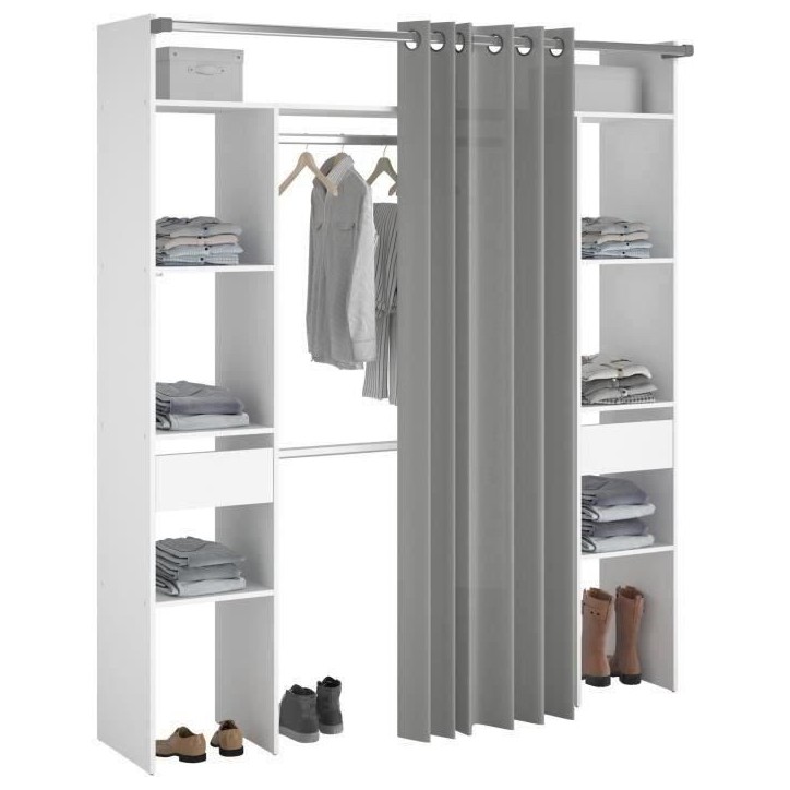 Kit dressing ARTIC EKIPA - Décor mélaminé blanc - 2 penderies + 2 tiroirs - L176 x P48 x H202 cm -Fabriqué en France Kit dressing ARTIC EKIPA - Décor mélaminé blanc - 2 penderies + 2 tiroirs - L176 x P48 x H202 cm -Fabriqué en France