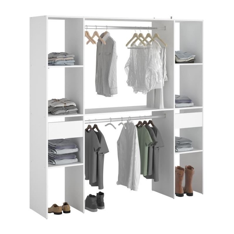 Kit dressing ARTIC EKIPA - Décor mélaminé blanc - 2 penderies + 2 t Kit dressing ARTIC EKIPA - Décor mélaminé blanc - 2 penderies + 2 t