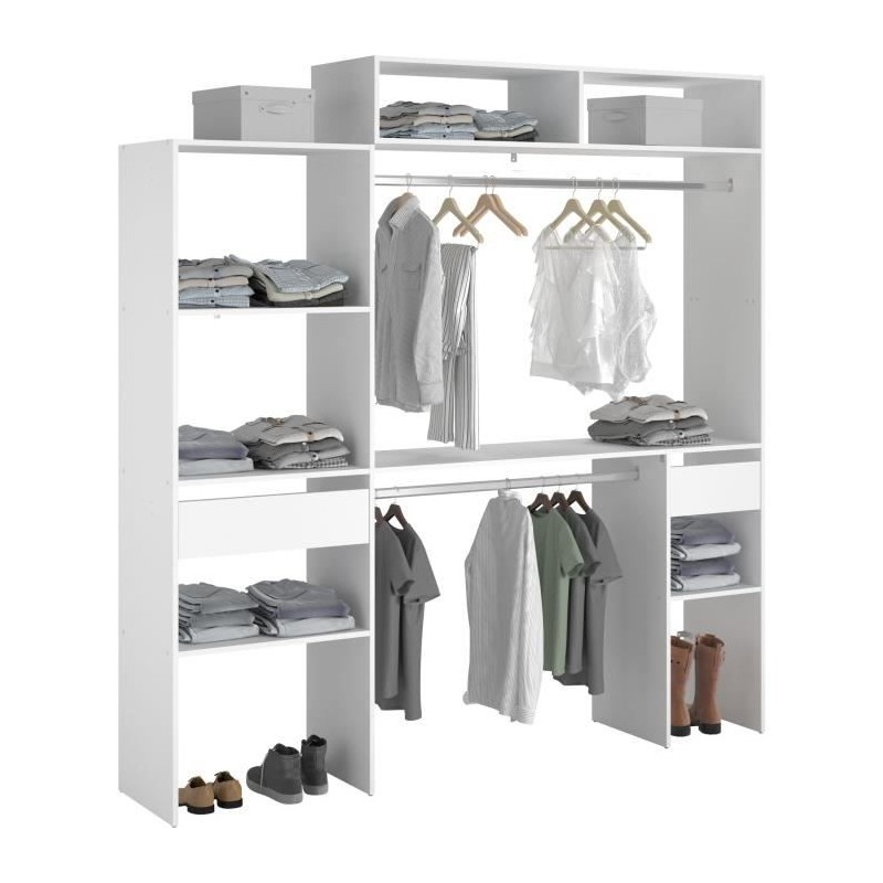 Kit dressing extensible ARTIC EKIPA - Blanc - 2 penderies + 2 tiroirs Kit dressing extensible ARTIC EKIPA - Blanc - 2 penderies + 2 tiroirs