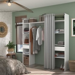 Kit dressing ARTIC avec rideau - Décor Blanc - 2 colonnes + 2 penderi