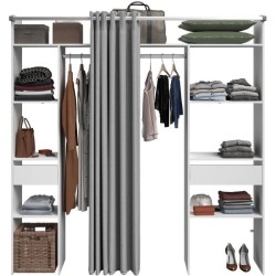 Kit dressing ARTIC avec rideau - Décor Blanc - 2 colonnes + 2 penderi